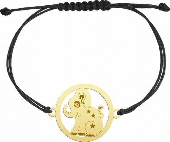 Radziszewska Jewellery Złota Bransoletka Słonik Sznurek Srebro 925 Dedykacja Grawer Prezent