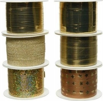 Kaemingk Wstążka ozdobna na prezenty odcienie złotego 2,7 m