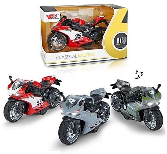 Motor z napędem frykcyjnym dwięk, wiatło