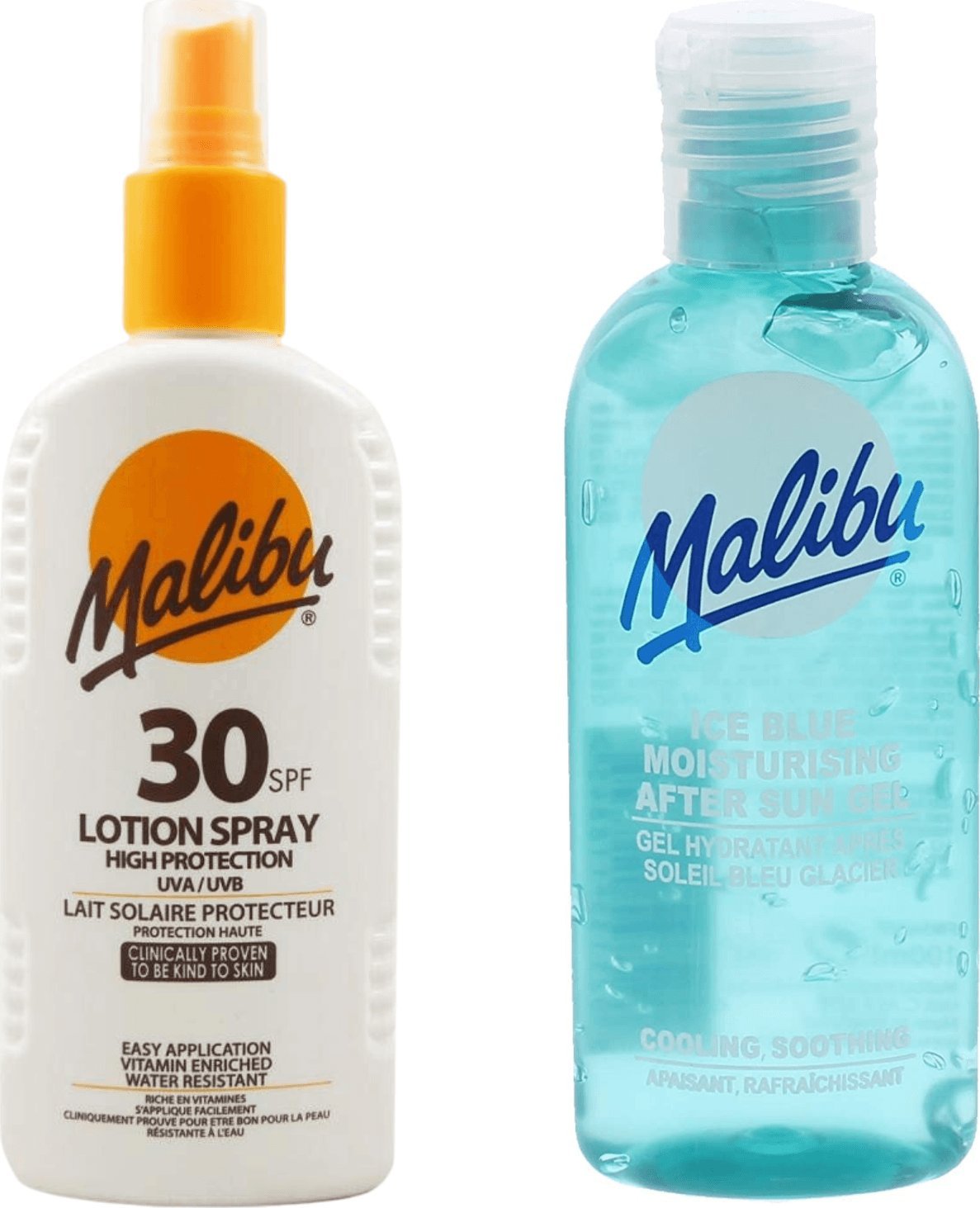 Malibu Malibu SPF30 Wodoodporny Spray 200ml + Żel Po Opalaniu 100ml