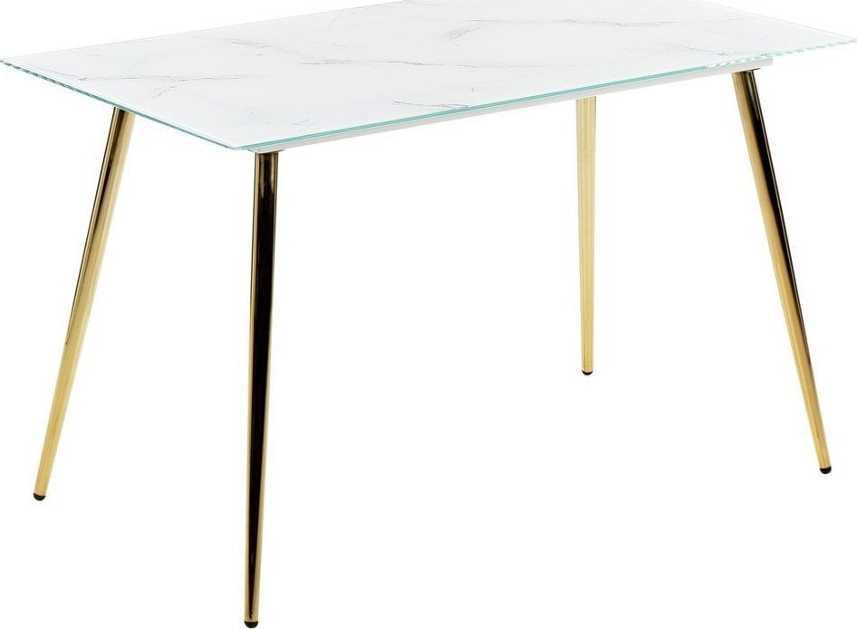 Beliani Stół do jadalni szklany 120 x 70 cm efekt marmuru ze złotym MULGA
