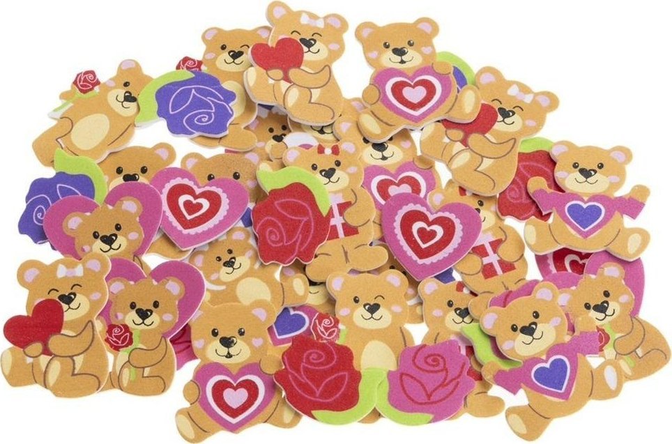 Naklejki z pianki Misie z sercem 36szt