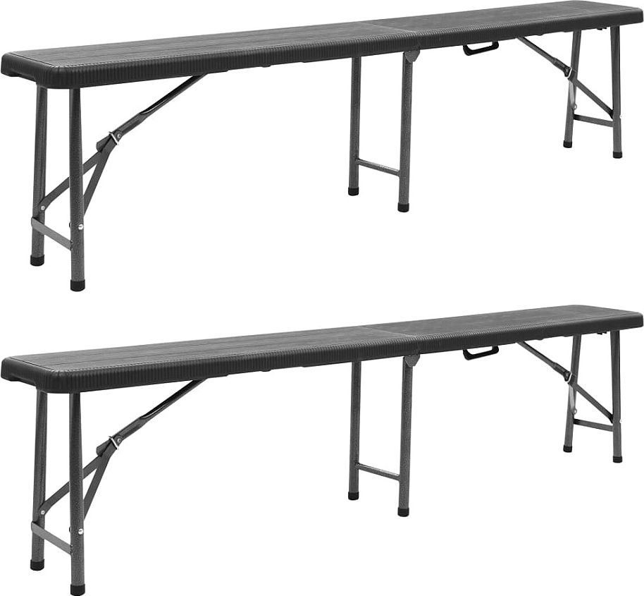 Elior Zestaw czarnych ławek ogrodowych - Estella