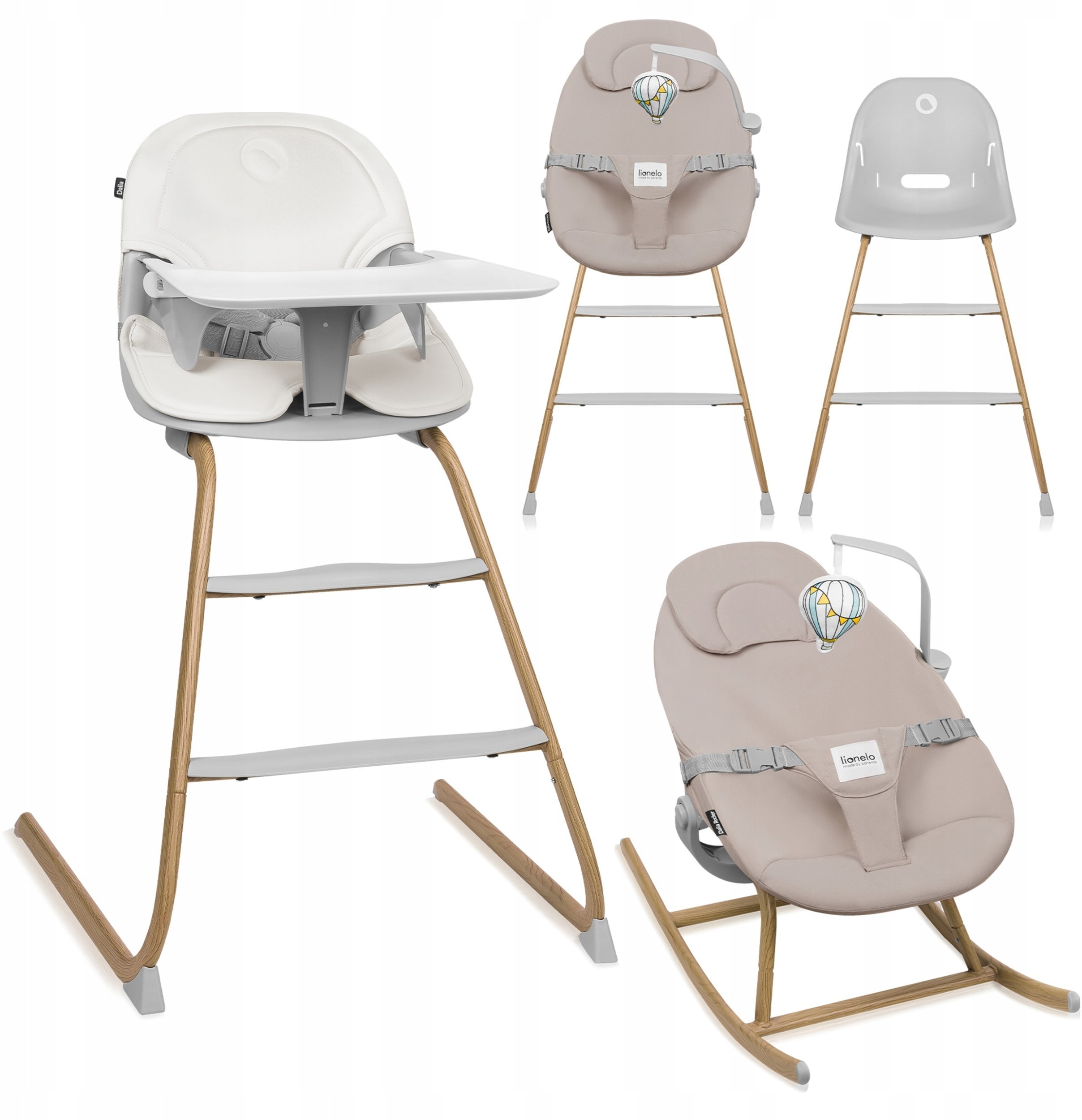 Kekk Zestaw krzesełek do karmienia Lionelo Dalia, Grey Stone Natural