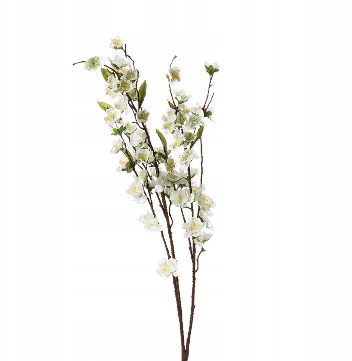 Gałązka sztucznych kwiatów kwitnących, 110 cm, kolor biały