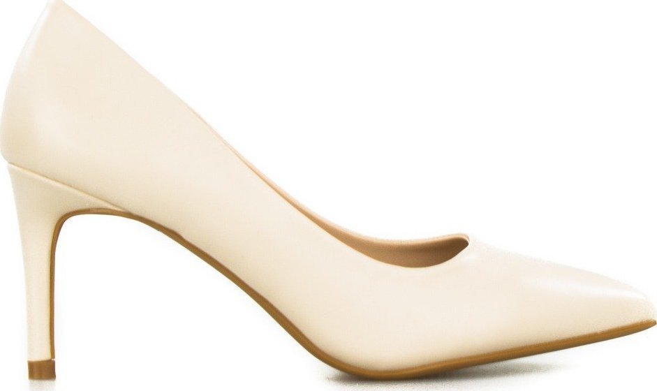 Wolski Szpilki niskie w szpic matowe beżowe-36