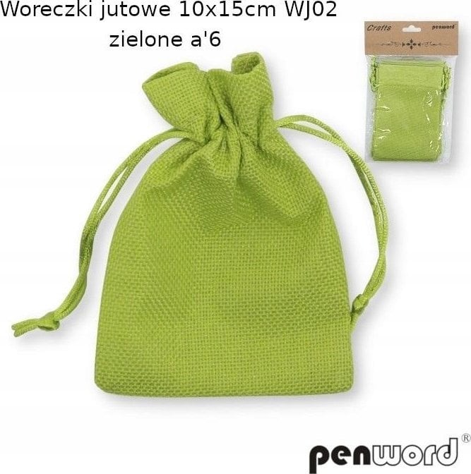 MFP paper Woreczki jutowe zielone 10x15cm 6szt