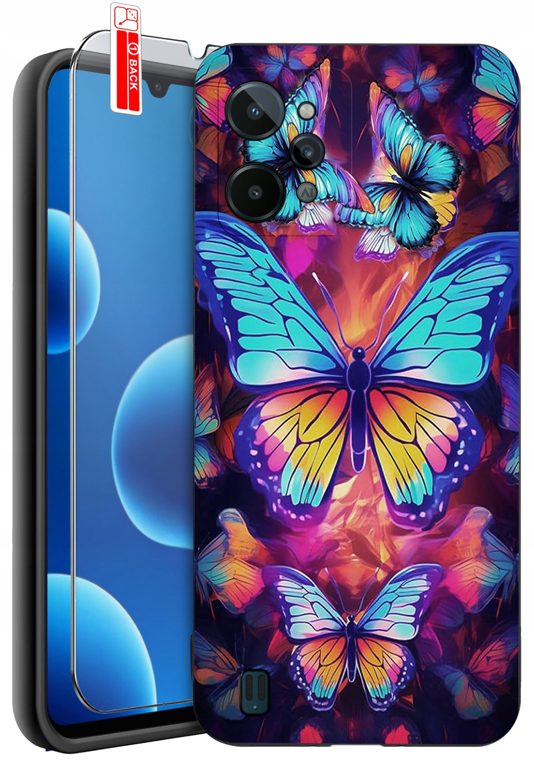 ETUI do Realme C31| WZORY | SILIKONOWE MATT CASE + SZKŁO 9H