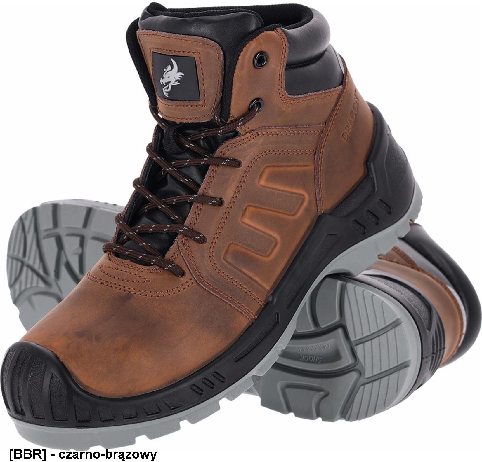 Trzewiki bezpieczny but męski skóra bydlęca elementy odblaskowe odeszwa antypoślizgowa olejoodporna antyelektrostatyczna poliuretan podwójna gęstoś BC