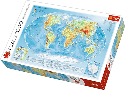 Trefl Puzzle 1000el - Mapa fizyczna świata (10463)