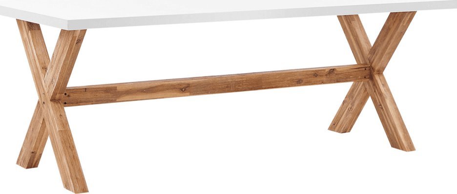 Beliani Stół ogrodowy betonowy 200 x 100 cm biały OLBIA