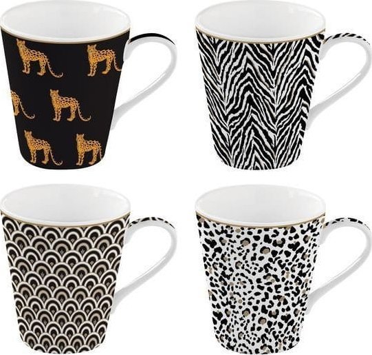 Sawanna Kubki Porcelanowe w Ozdobnym Pudełku 4 szt 300 ml