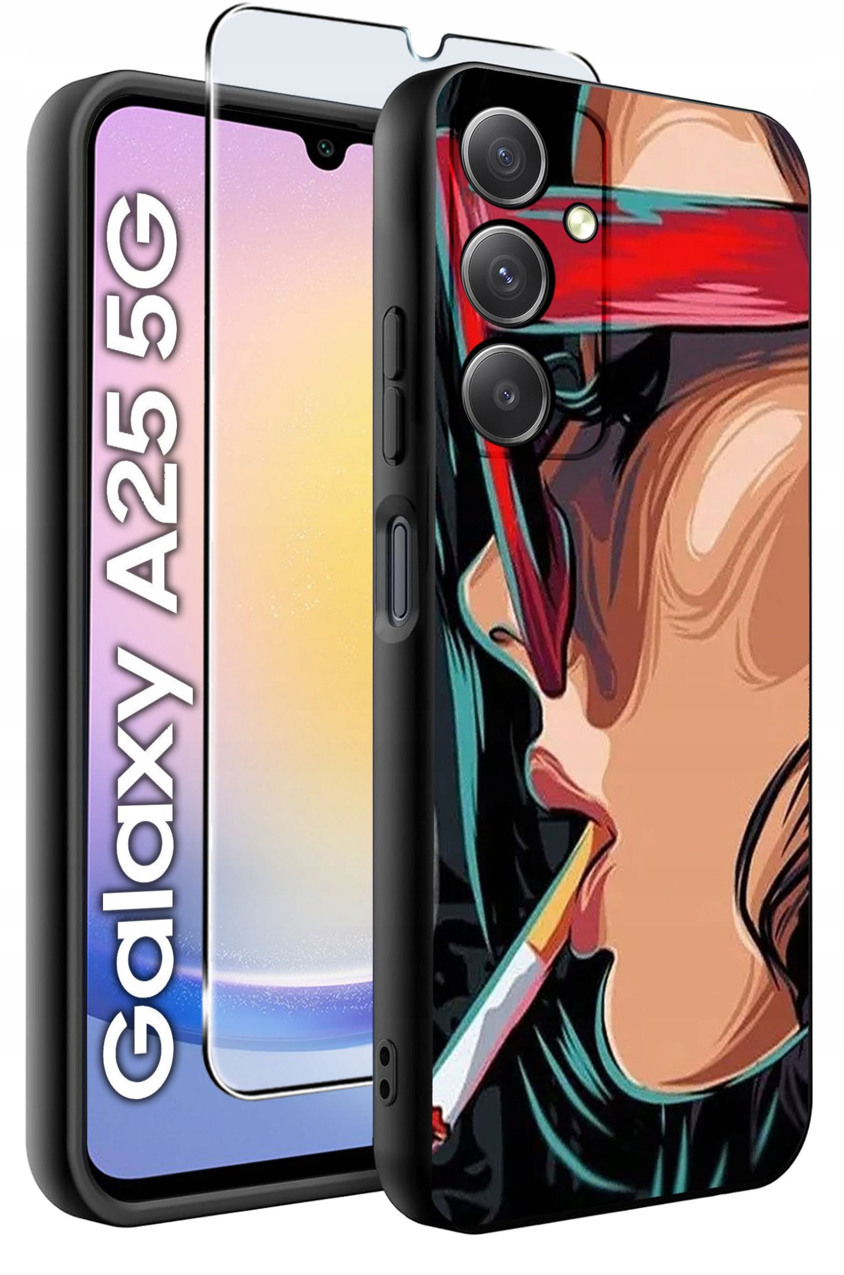 ETUI do Samsung A25 5G WZORY | SILIKONOWE MATT CASE + SZKŁO HARTOWANE 9H