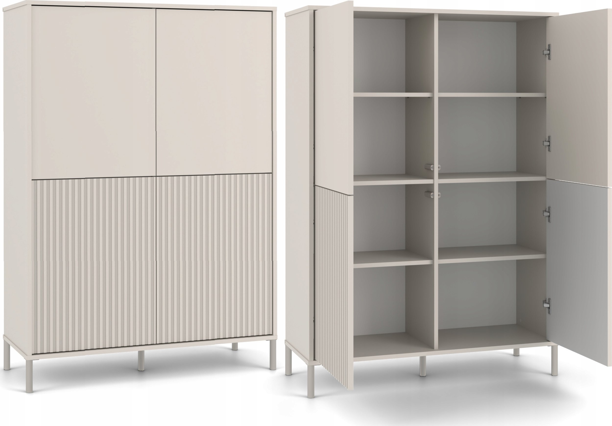 Witryna KAMARO 4DK SLIM/GŁADKI KASZMIR 4 Drzwi Lamele Front Ryflowany + Klasyczny