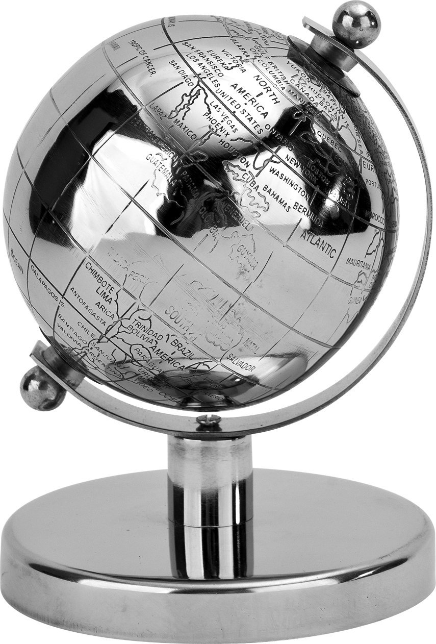Art-Pol Globus metalowy dekoracyjny 17 cm Queen Isabell srebrny
