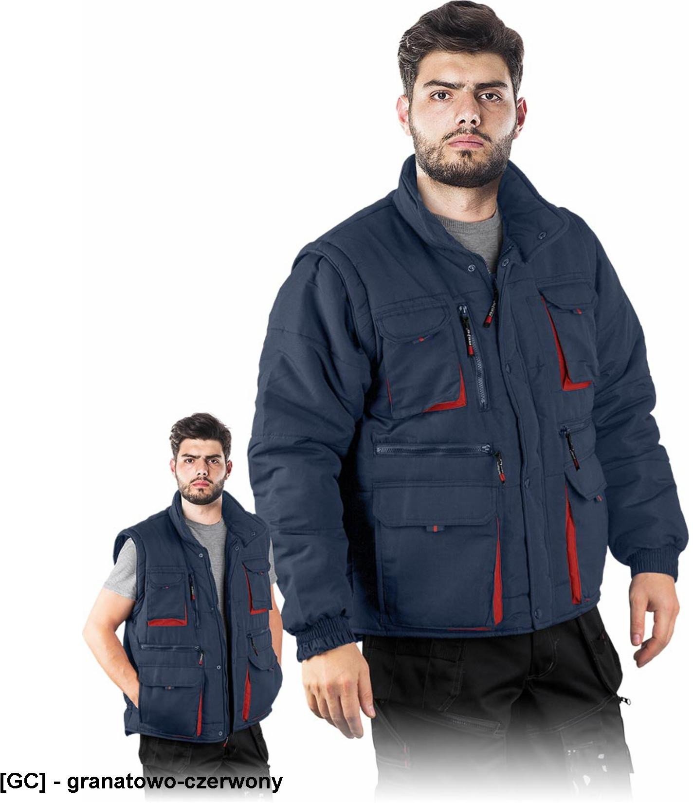 CZAPLA2 - Kurtka zimowa z odpinanymi rękawami - granatowo-czerwony 3XL