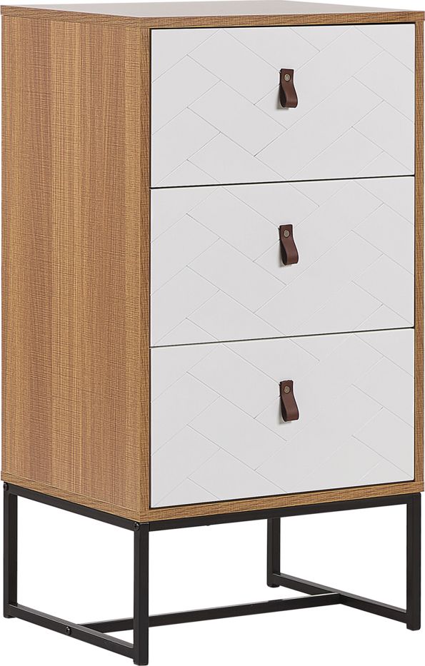 Beliani Komoda jasne drewno z białym NUEVA