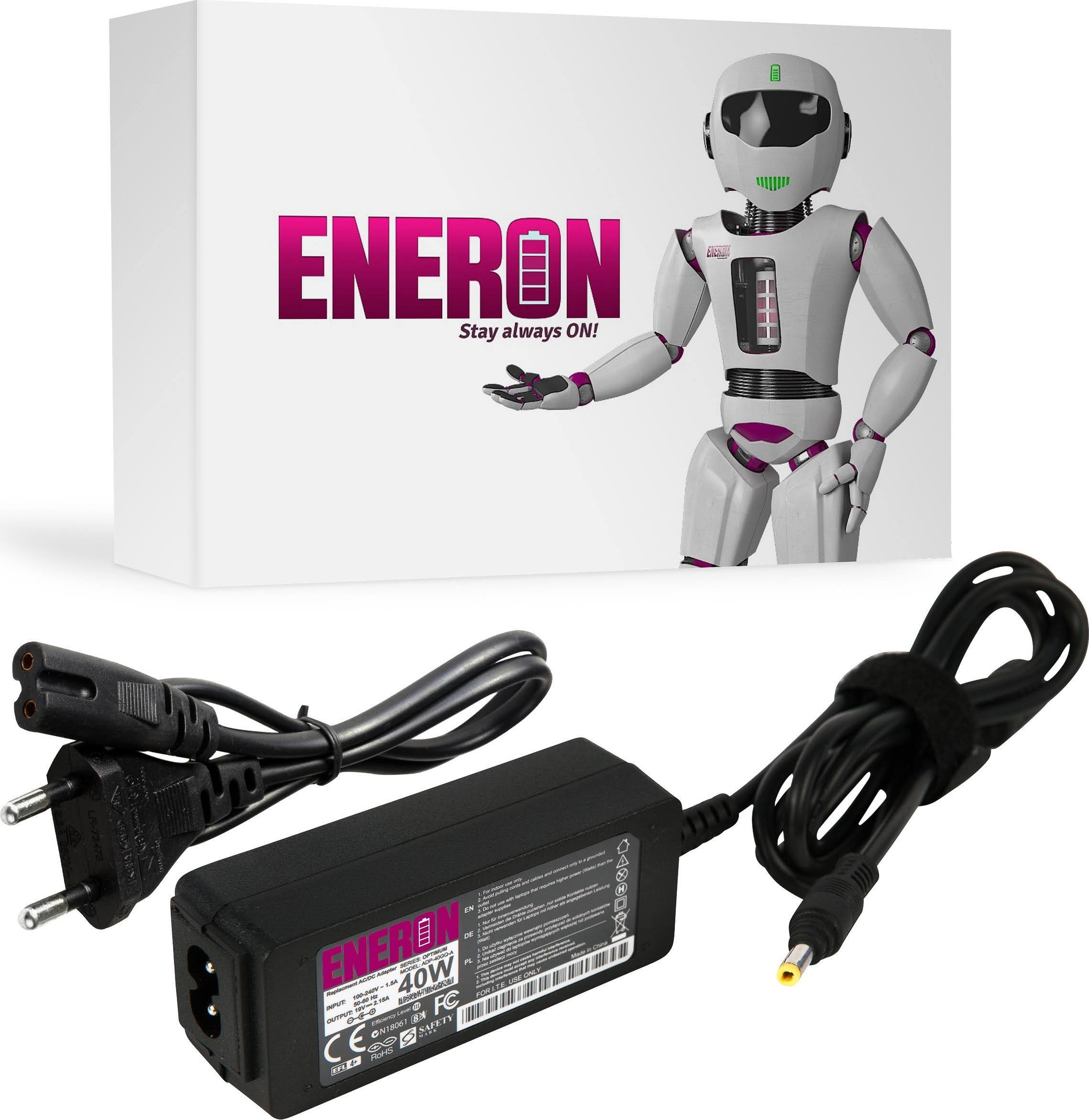 Zasilacz do laptopa Eneron 40 W, 1.7 mm, 2.15 A, 19 V