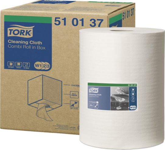 Tork - Wielozadaniowe czyściwo włókninowe w roli, 1-warstwowe, premium - Białe