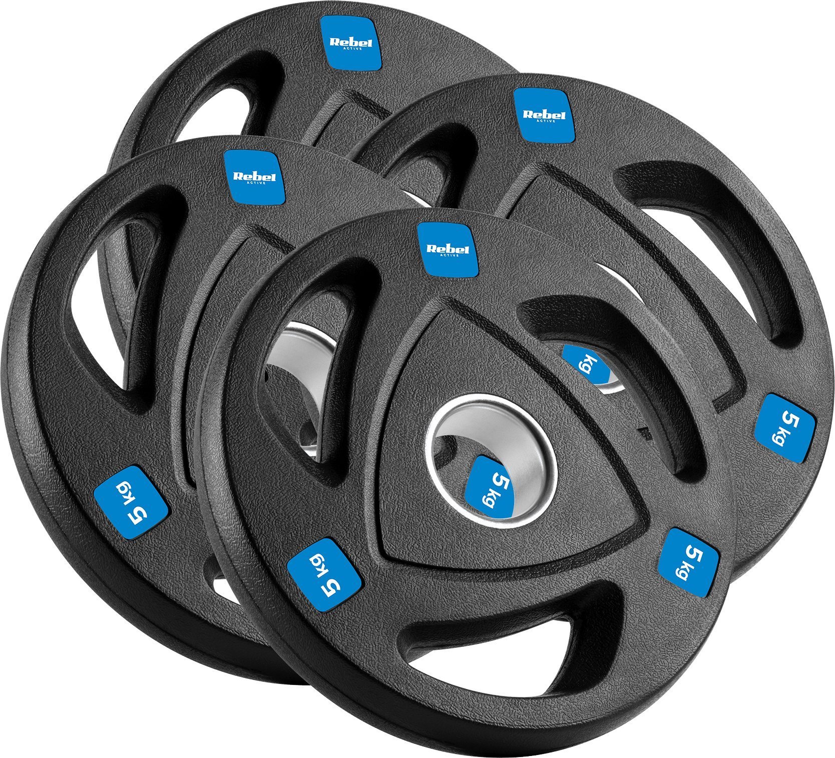 Rebel Zestaw obciążeń żeliwnych gumowanych 4x5kg, otwór olimpijski 51mm, REBEL ACTIVE