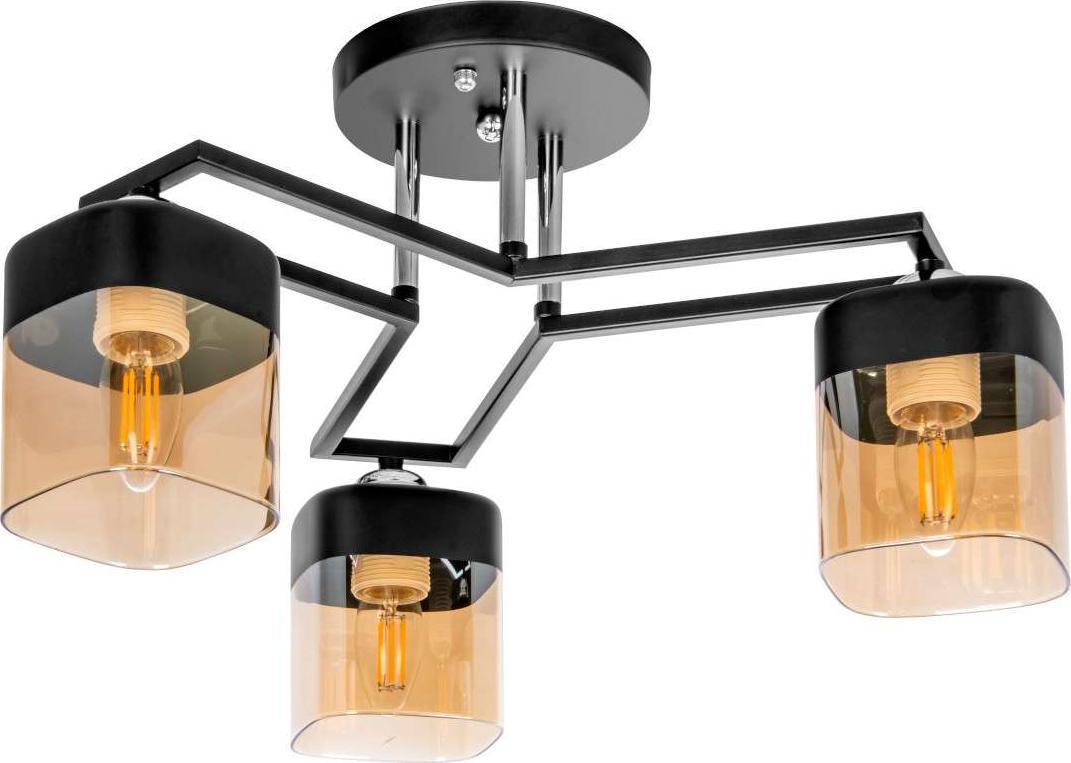 Lampa sufitowa VEN Loftowa LAMPA sufitowa VEN M225B/3 industrialna OPRAWA szklane klosze chrom czarne miodowe