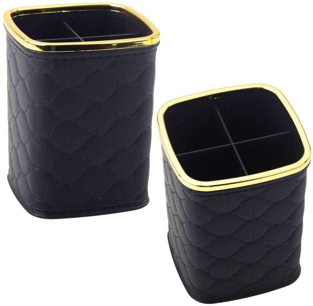 Organizer Pojemnik Na Pędzle Cztery Przegrody Czarny 12 x 9,5cm LEAN