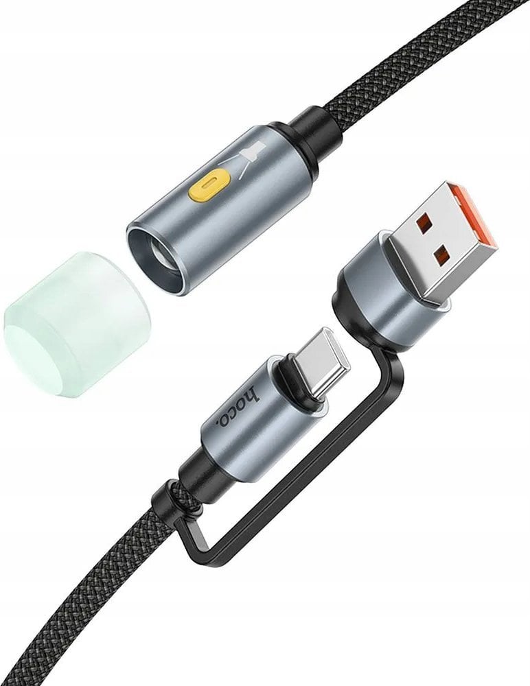 Kabel USB Hoco USB-A + USB-C - USB-C 0.3 m Czarny