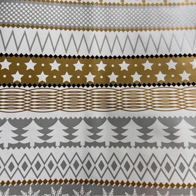 Papier świąteczny do pakowania gwiazdki srebrno złoty 70cmx2m 343m70