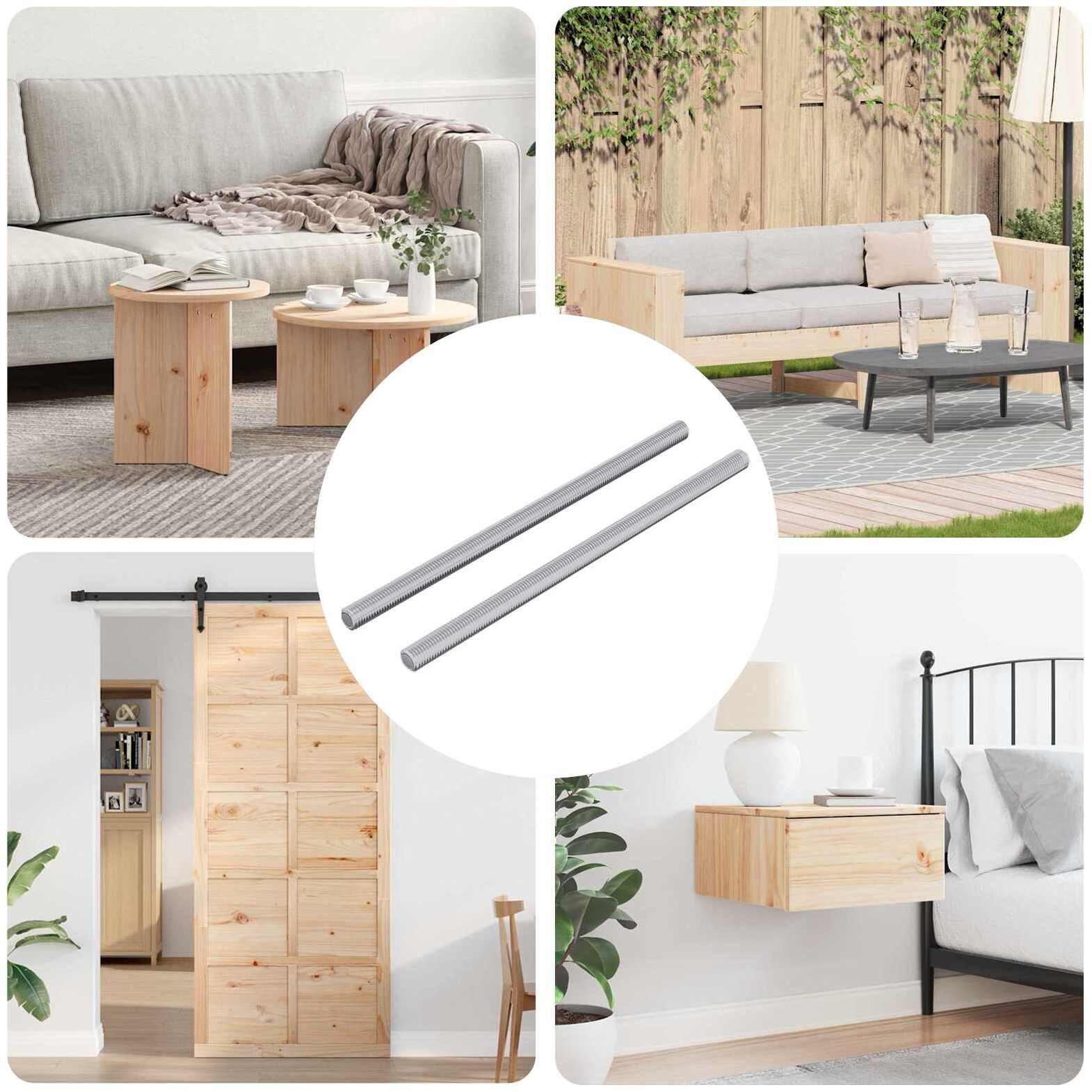 vidaXL Pręty gwintowane 2 pcs Srebrny