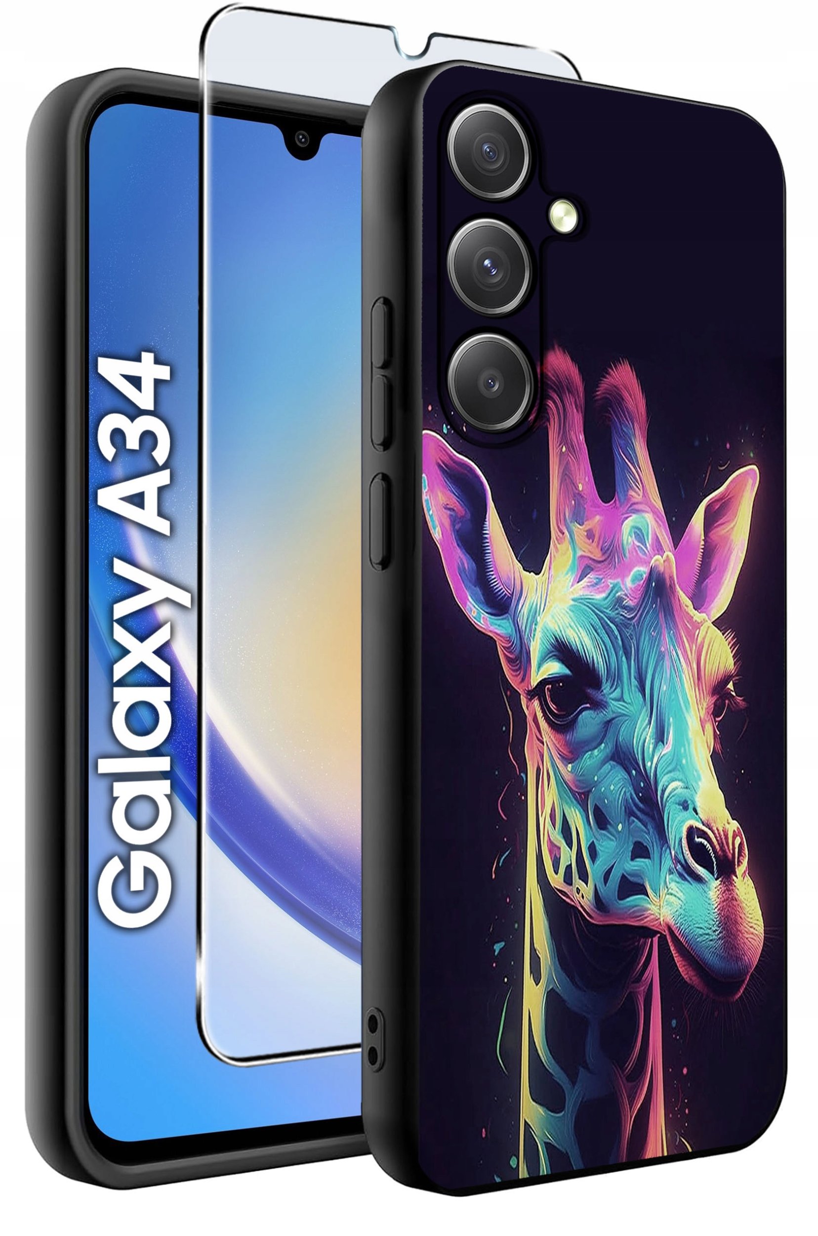 ETUI do Samsung A34 5G WZORY | SILIKONOWE MATT CASE + SZKŁO 9H