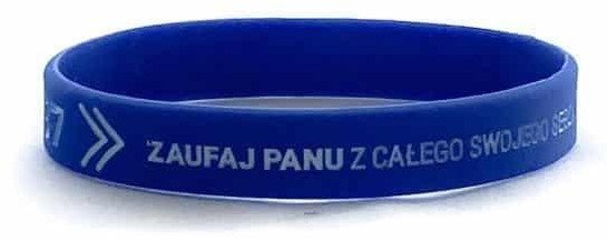 Opaska silikonowa - Zaufaj Panu - niebieska