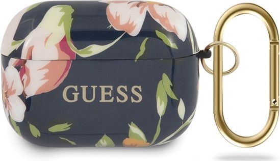 Guess Etui ochronne Flower Collection do AirPods Pro granatowe