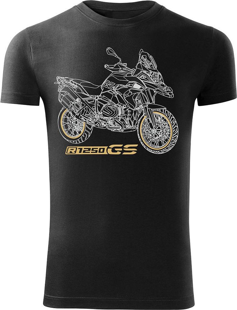 Topslang Koszulka motocyklowa z motocyklem BMW GS 1250 ADVENTURE męska czarna SLIM XL