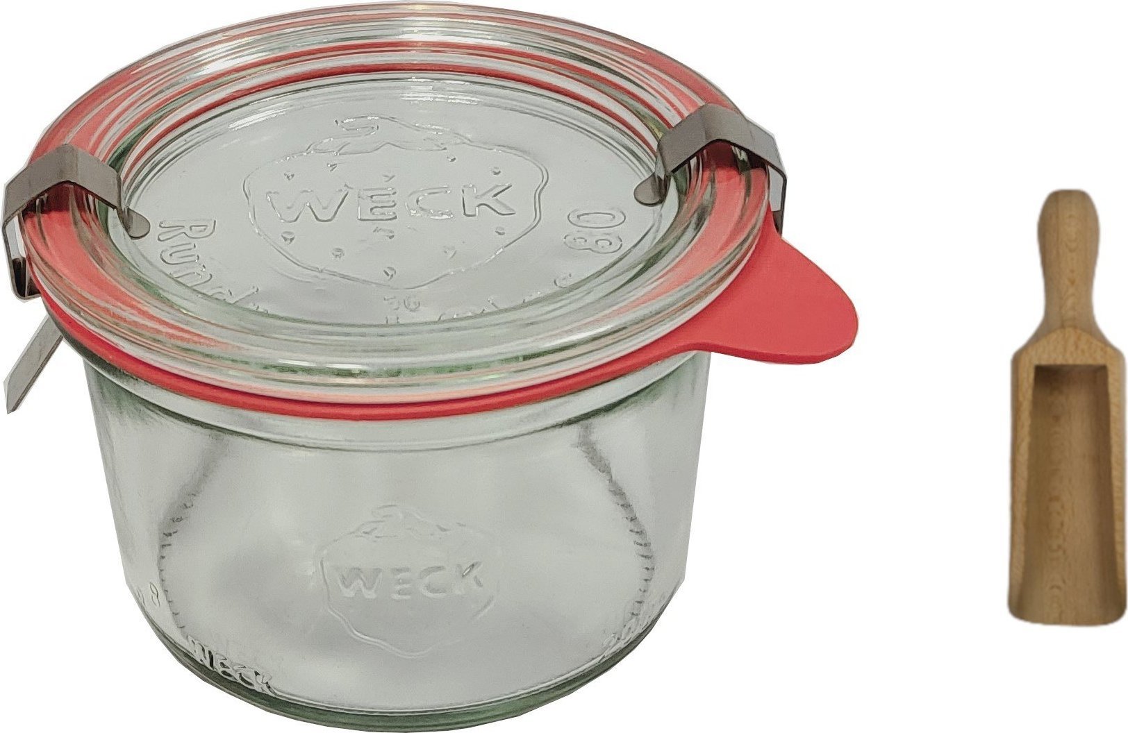 Wamar-Sosenka Zestaw Słoików WECK Pojemność 200 ml średnica 80mm 12sztuk + Szklane wieka, zapinki, gumki, miarka