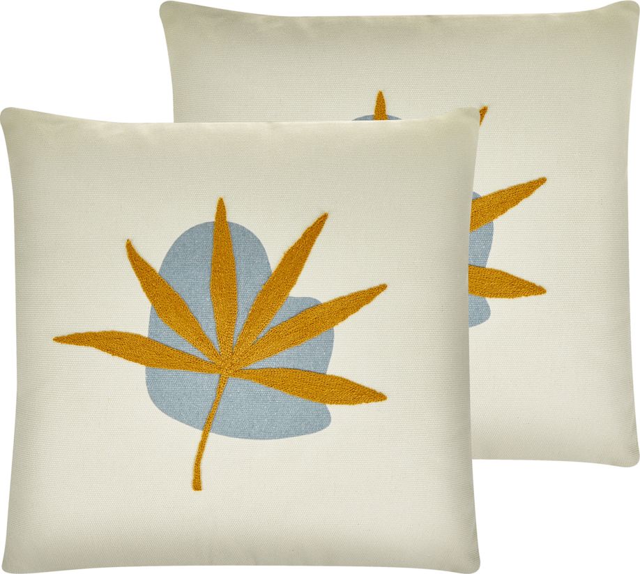 Shumee Zestaw 2 poduszek dekoracyjnych haftowany liść 45 x 45 cm pomarańczowy DAVALLIA