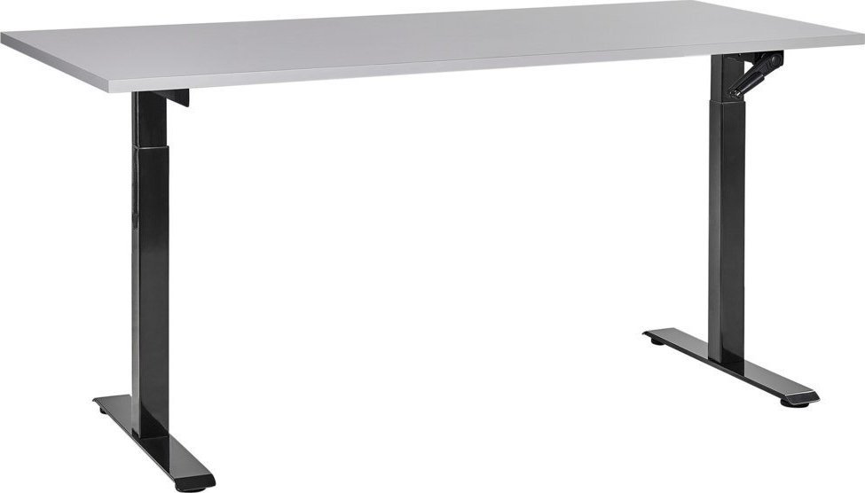 Biurko Beliani Biurko regulowane manualnie 160 x 72 cm szaro-czarne DESTIN III