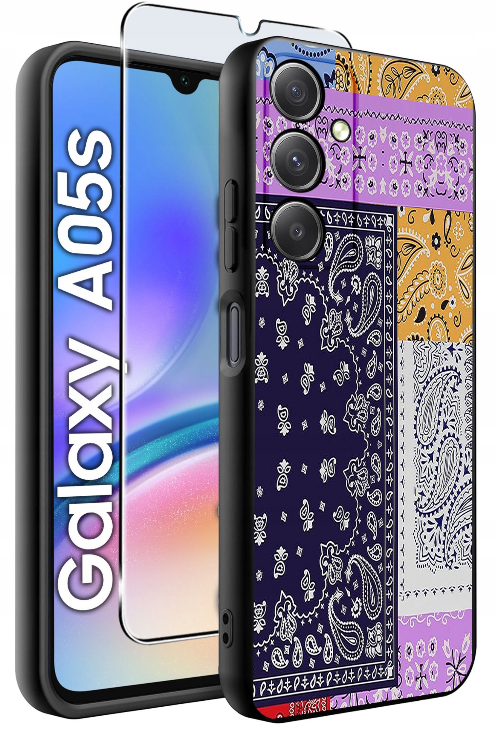 ETUI do Samsung A05s WZORY | SILIKONOWE MATT CASE + SZKŁO 9H