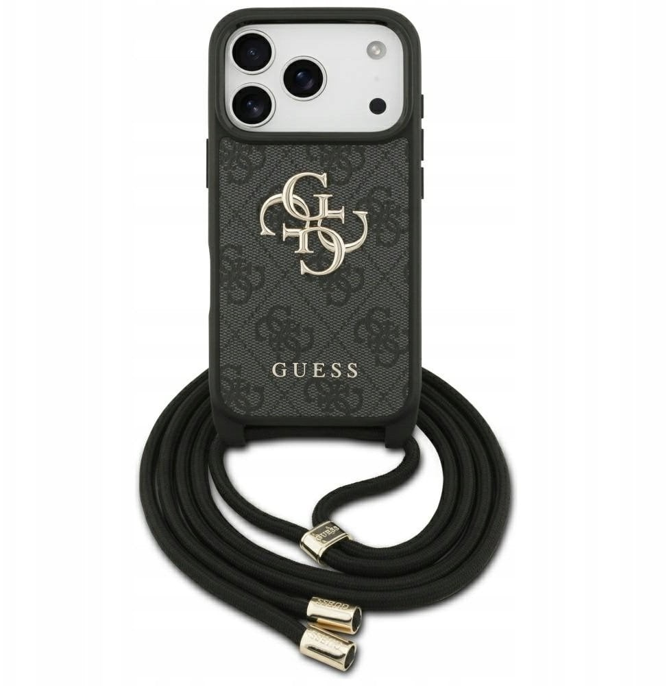 Etui Guess 4G Big Logo Cord Stap Crossbody do iPhone 17 Pro czarny
