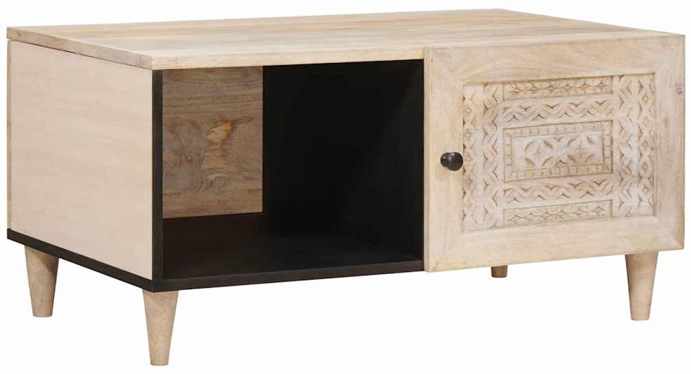 vidaXL Stolik kawowy z półką Beżowy 80 x 50 x 40 cm lite drewno mango