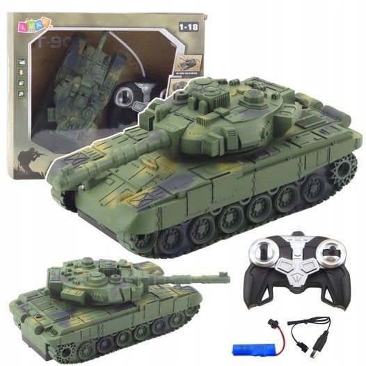 Czołg Wojskowy T90 Zdalnie Sterowany RC Światła Dźwięki Zielony 1:18