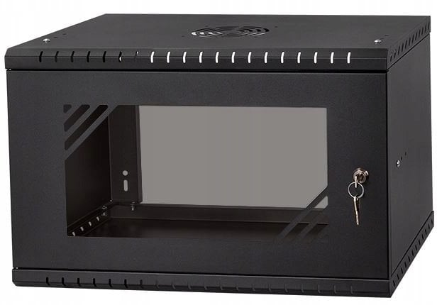 Szafa Lexi-NET LEXI-Net 19" szafka ścienna Basic 6U 520x450 szklane drzwi bez tyłu rozłożony czarny
