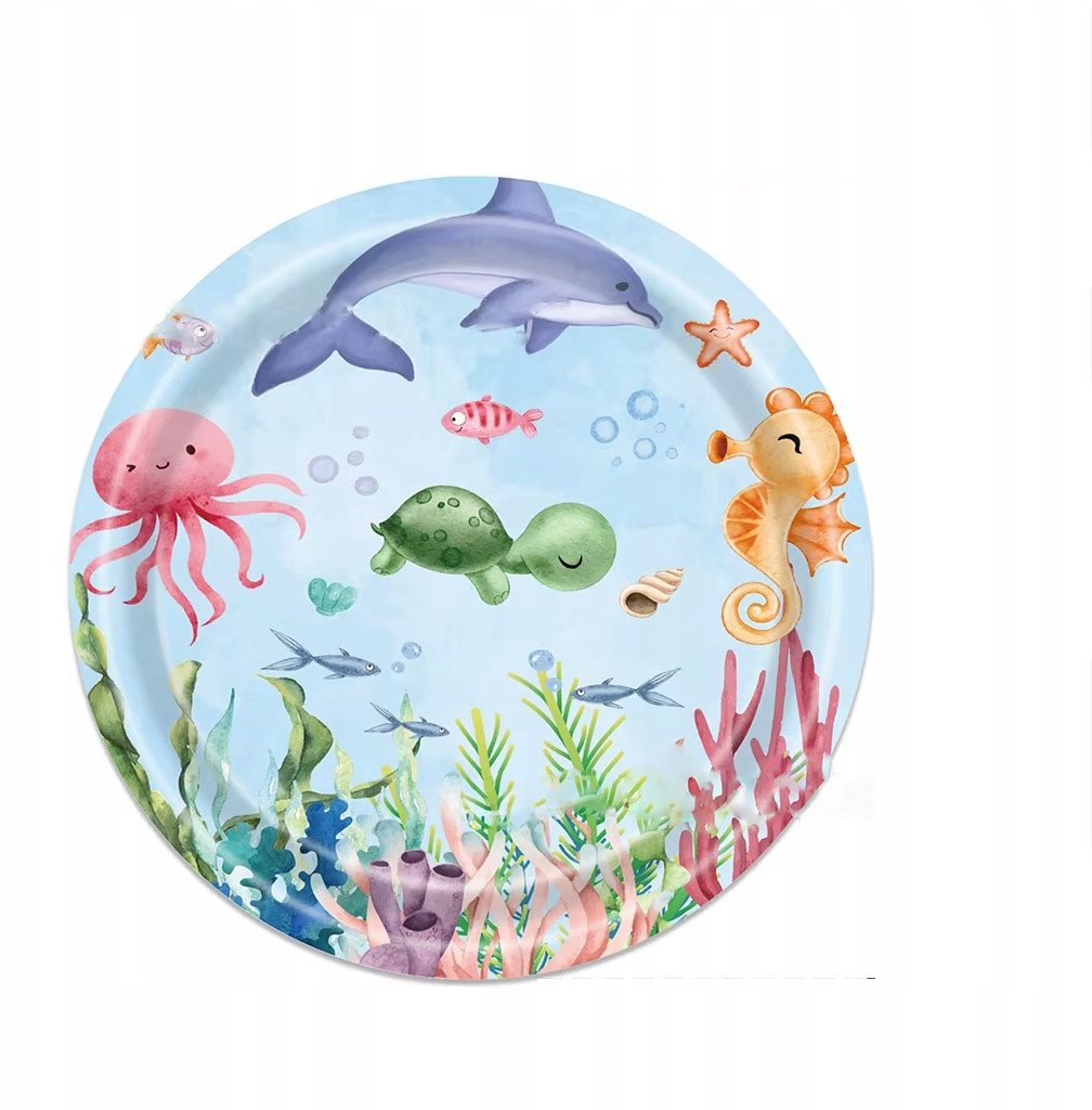 Grajlandia Talerzyki Jednorazowe Morskie Ocean talerze papierowe 23cm 16szt
