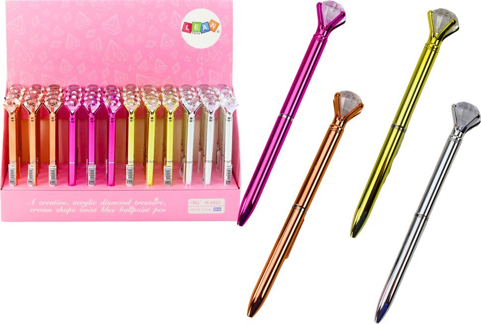 LeanToys Długopis Z Diamentem W Połysku Niebieski Wkład 0.7mm Mix