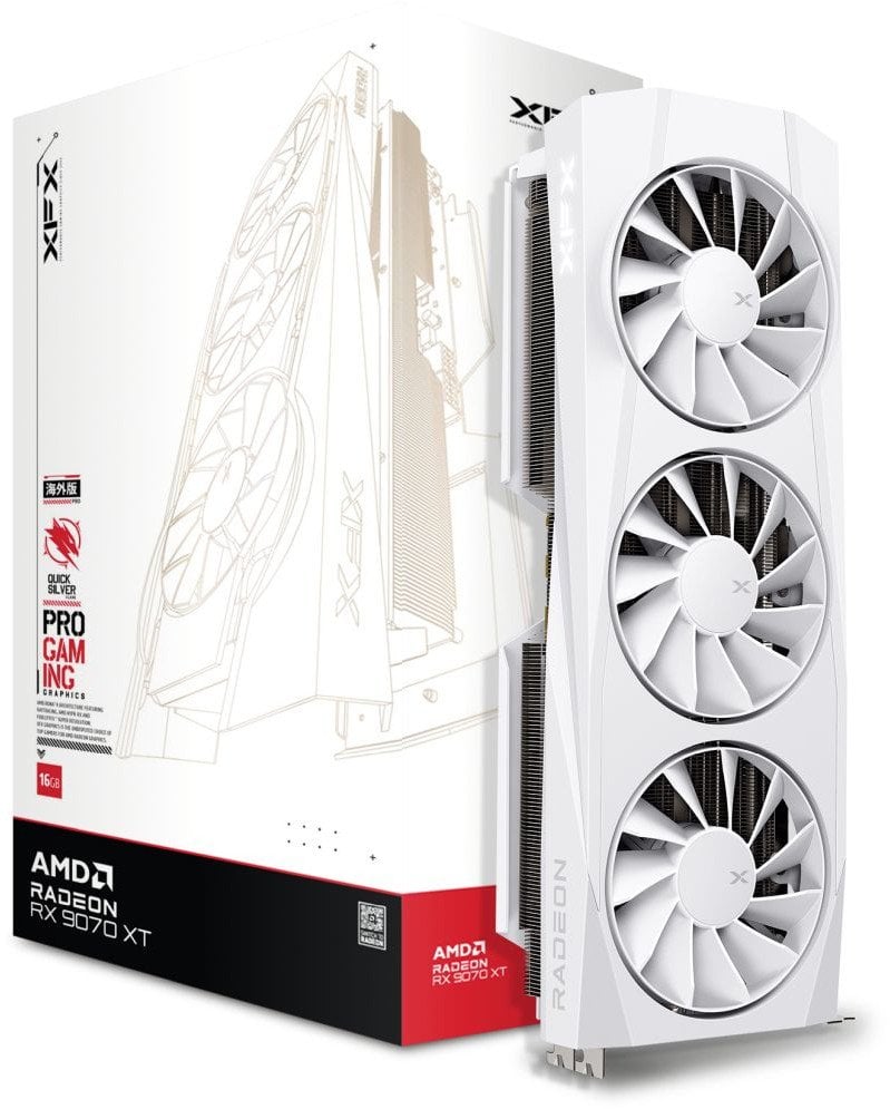 Karta graficzna XFX Quicksilver Radeon RX 9070 XT White Gaming 16GB GDDR6 (RX-97TQICKW9)