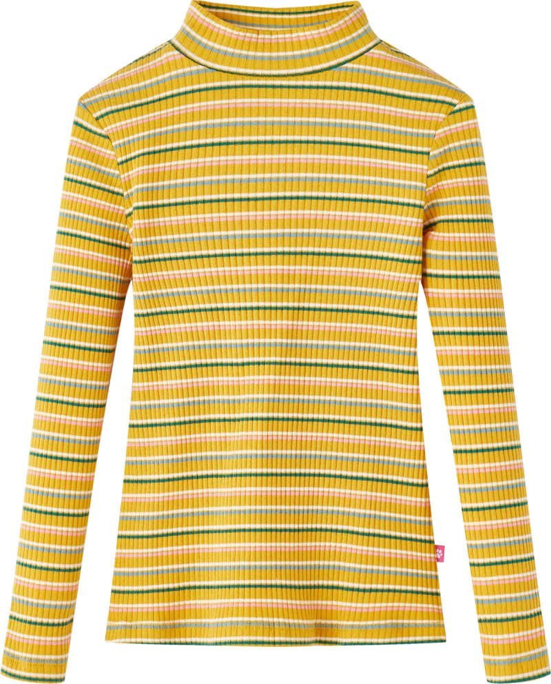 vidaXL Koszulka dziecięca z długimi rękawami, półgolf, w paski, ochra, 116