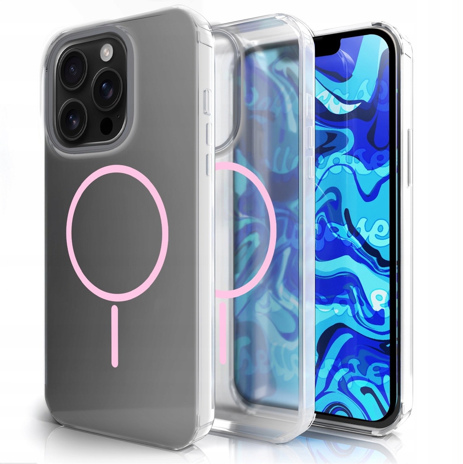 Etui Do Magsafe Do Apple iPhone 16 Pro Max (Clear, Różowy Magnes, Pancerne)