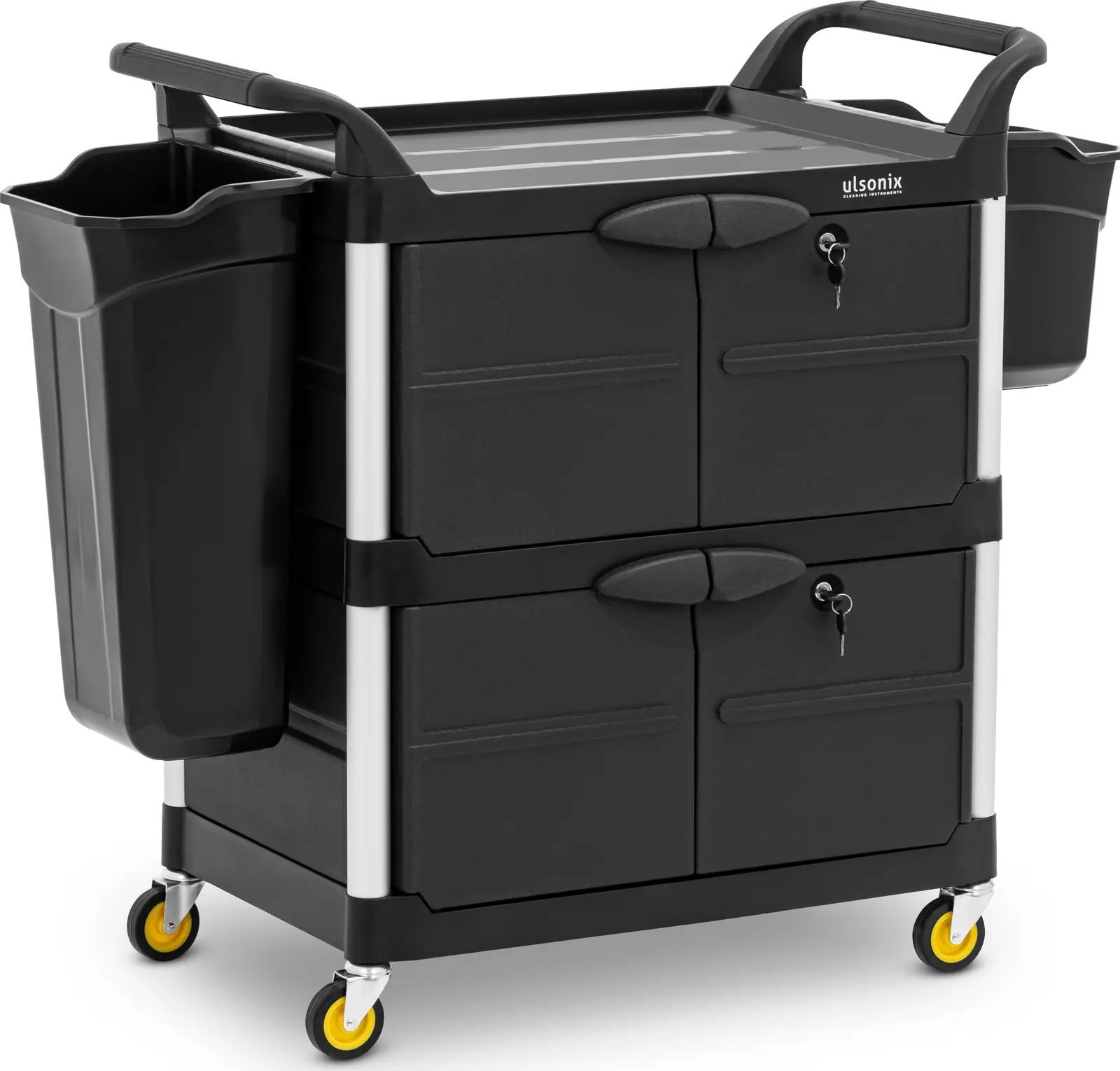 Ulsonix Wózek hotelowy serwisowy do sprzątania zamykany na klucz 85 x 47 x 102 cm Wózek hotelowy serwisowy do sprzątania zamykany na klucz 85 x 47 x 1