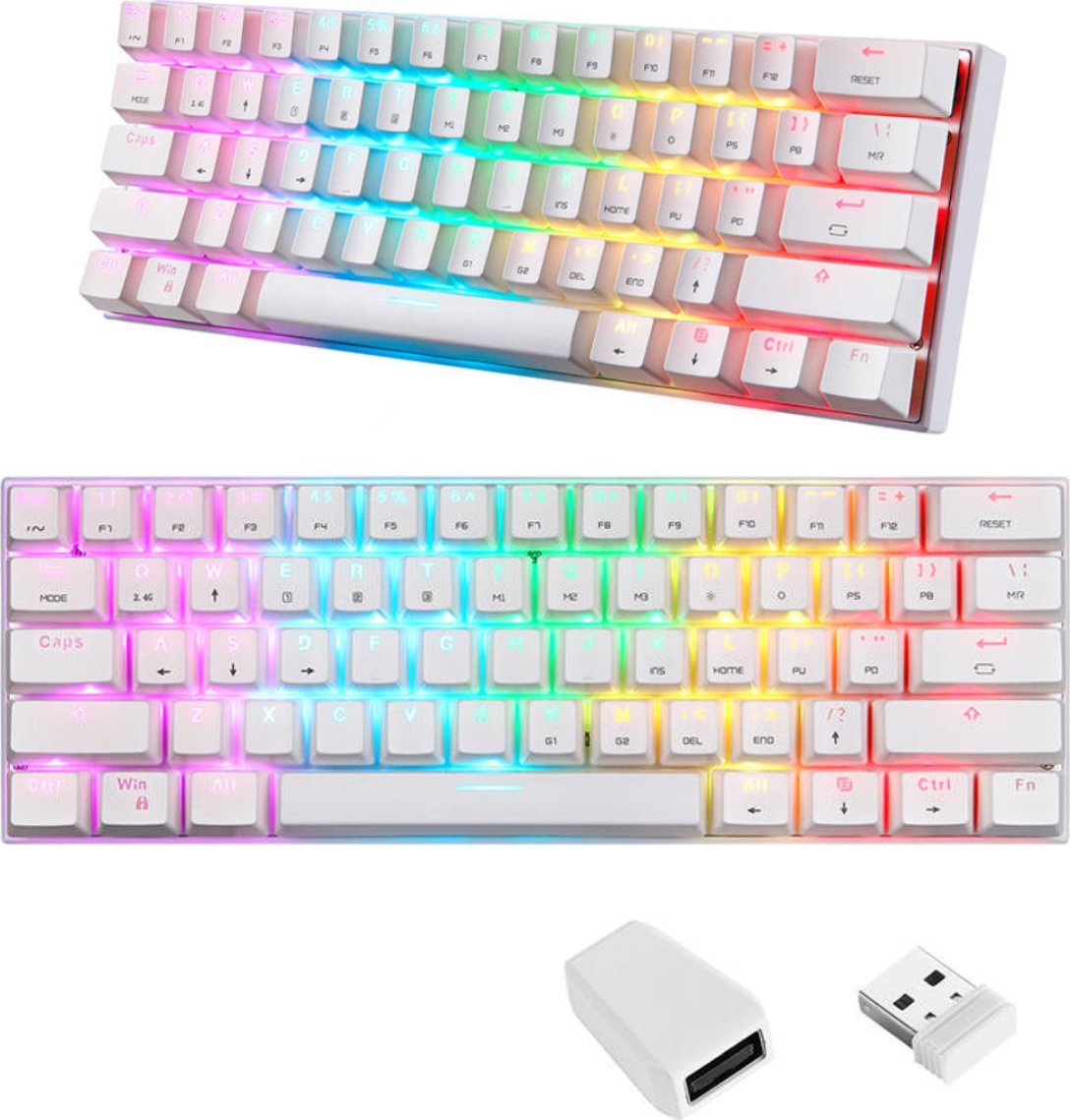 Klawiatura Motospeed Bezprzewodowa klawiatura mechaniczna Motospeed SK62 Biała (czerwone przełączniki)