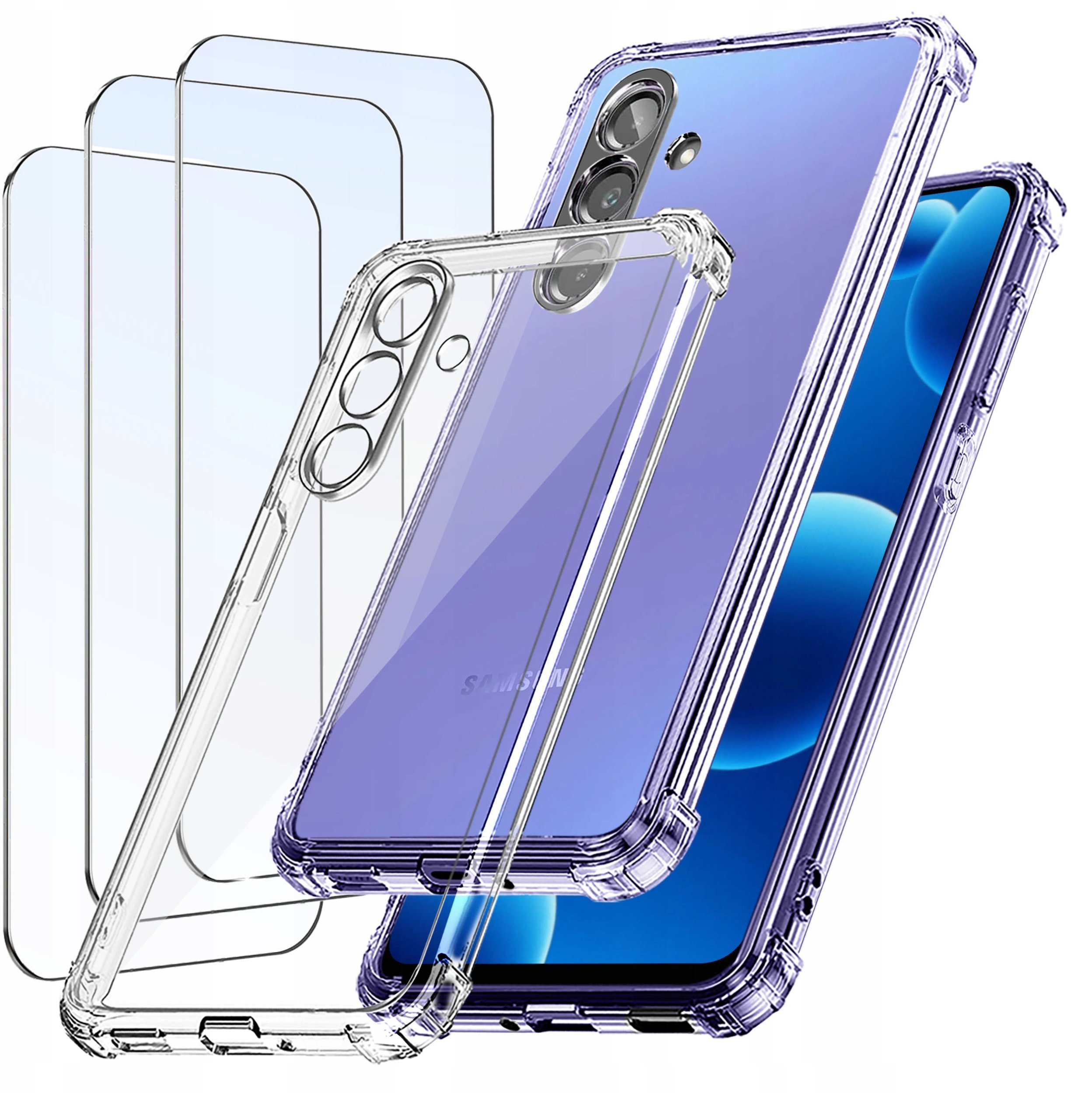 ZESTAW Etui do Samsung A56 5G ANTI-SHOCK CLEAR 3 SZTUKI SZKŁO