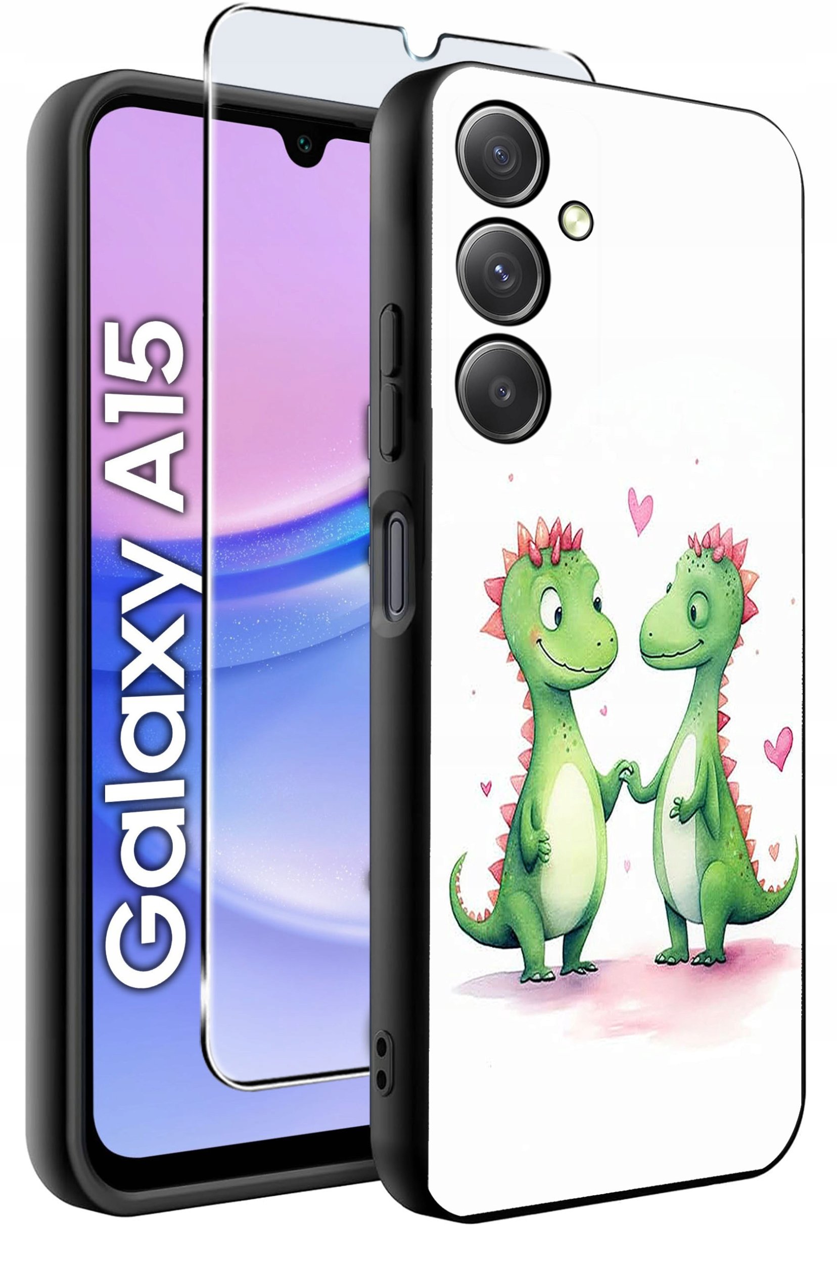 ETUI do Samsung A15 4G | 15 5G WZORY | SILIKONOWE MATT CASE + SZKŁO 9H